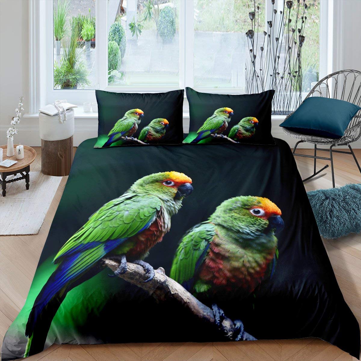 Amazon green parrot duvet cover