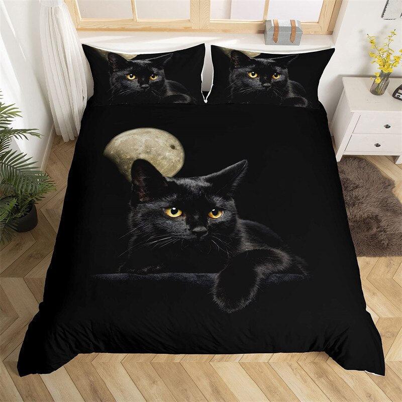 Black cat duvet cover