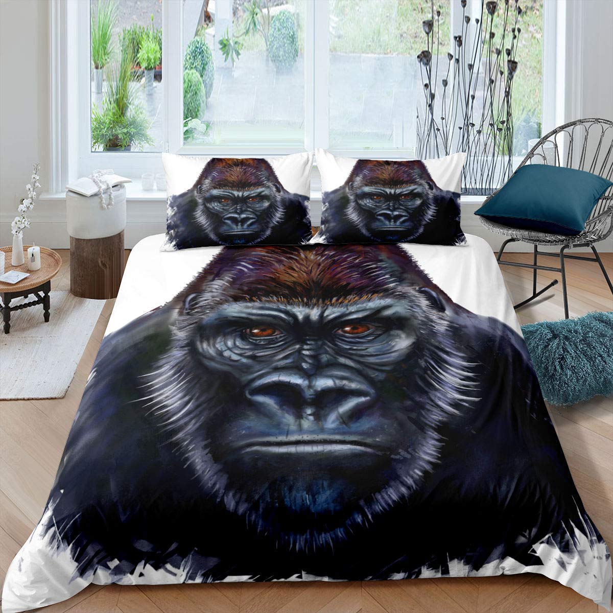 Black gorilla duvet cover