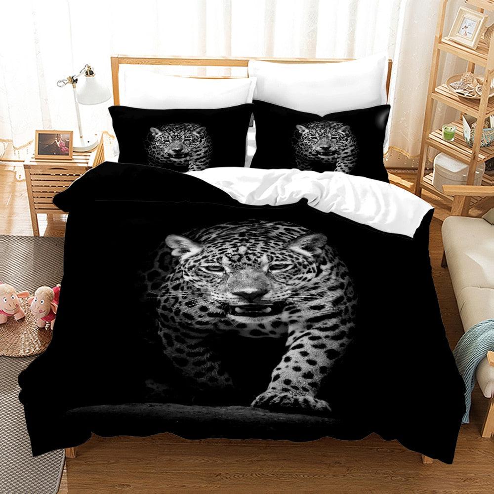 Black leopard duvet cover