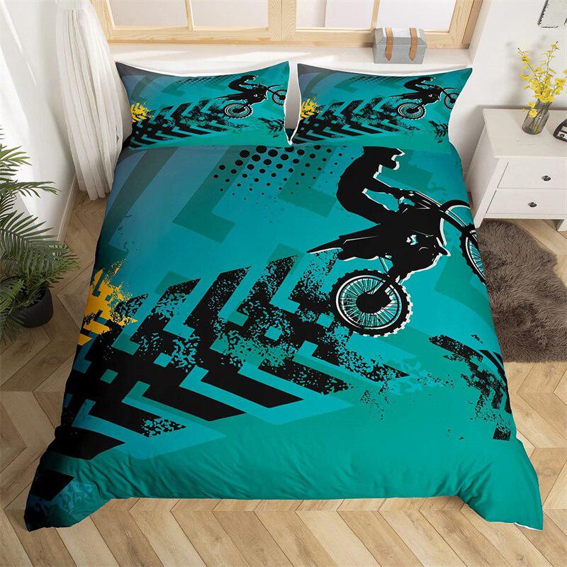Blue motorcycle duvet cover