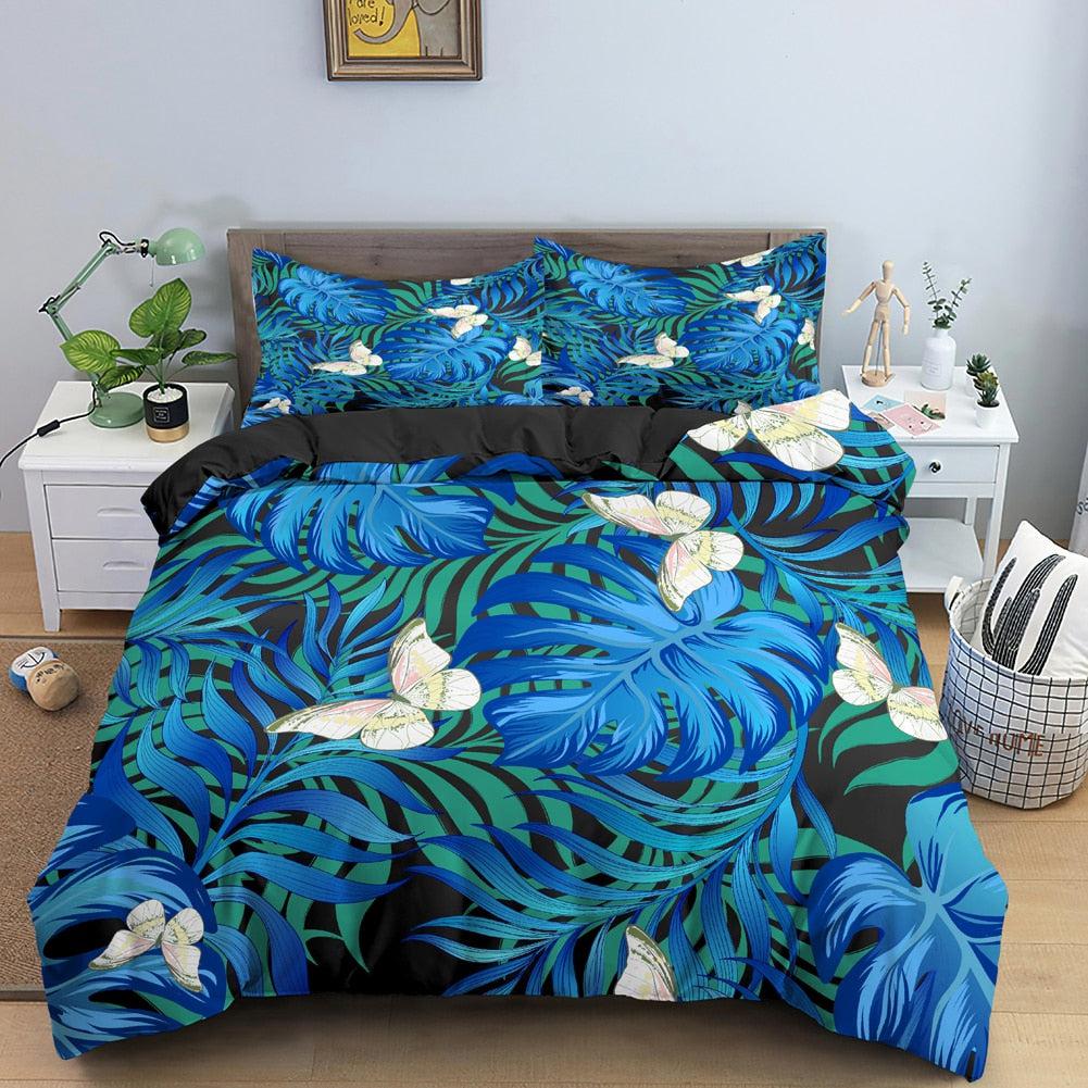 Blue tropical duvet cover