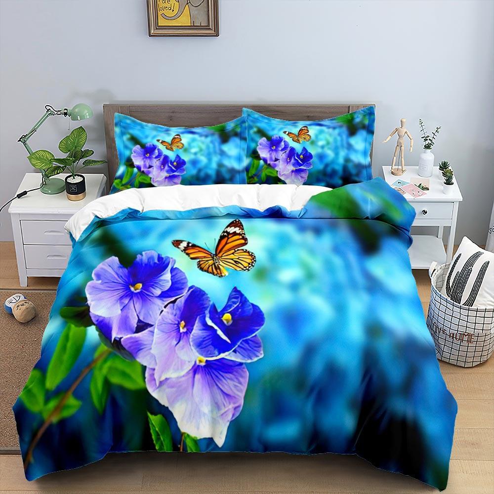 Butterfly duvet cover with flower