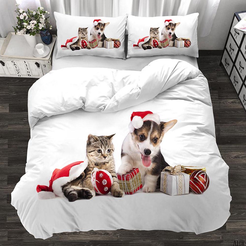 Cat and Christmas Dog duvet cover