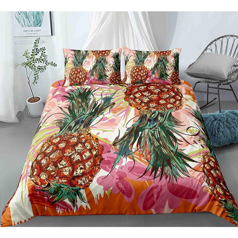 Colorful pineapple duvet cover