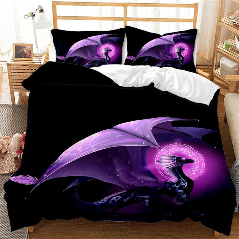 Dragon purple duvet cover