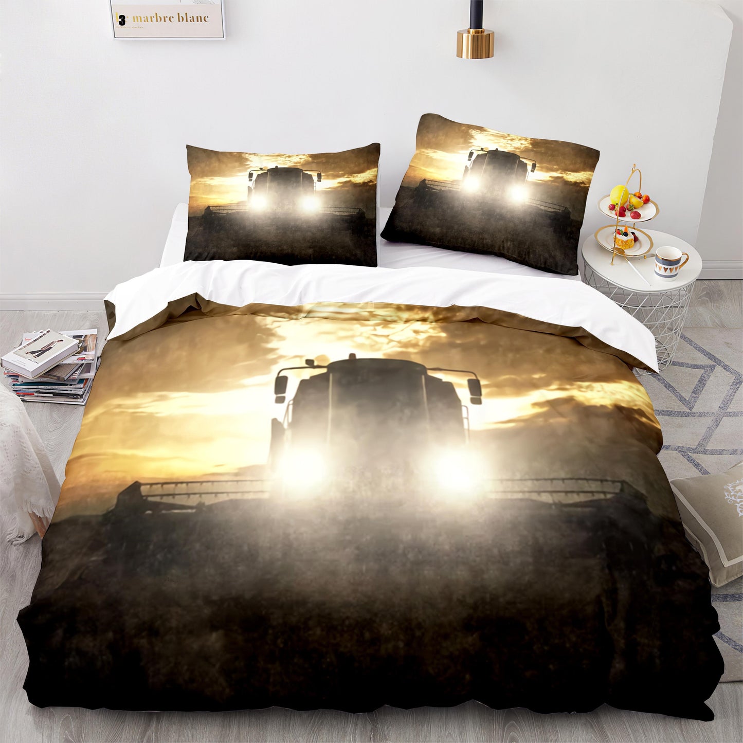 Duvet cover tractor lying of sun