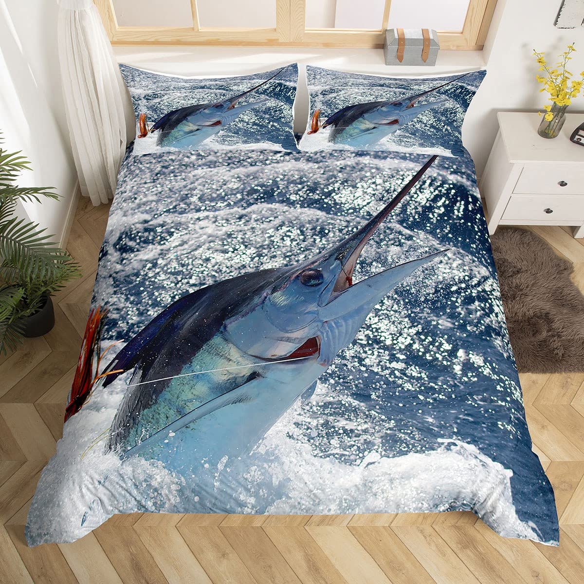 Espadon fishing duvet cover