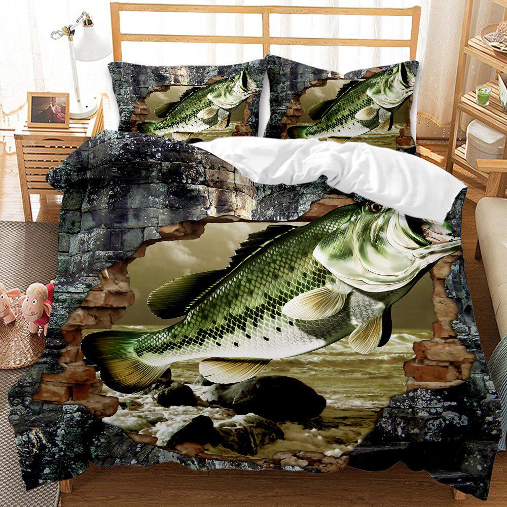 Fish fishing duvet cover