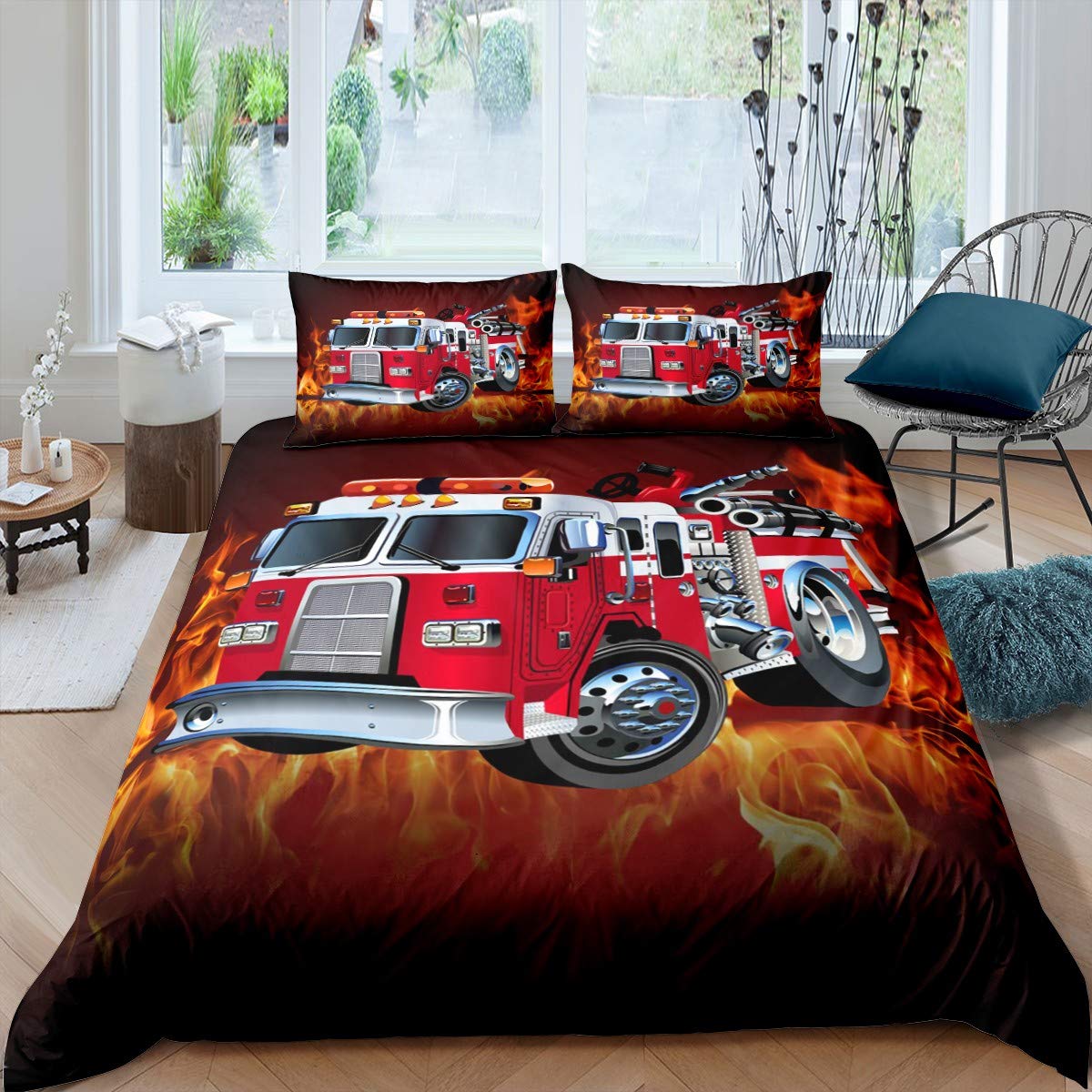 Flame firefighter duvet cover