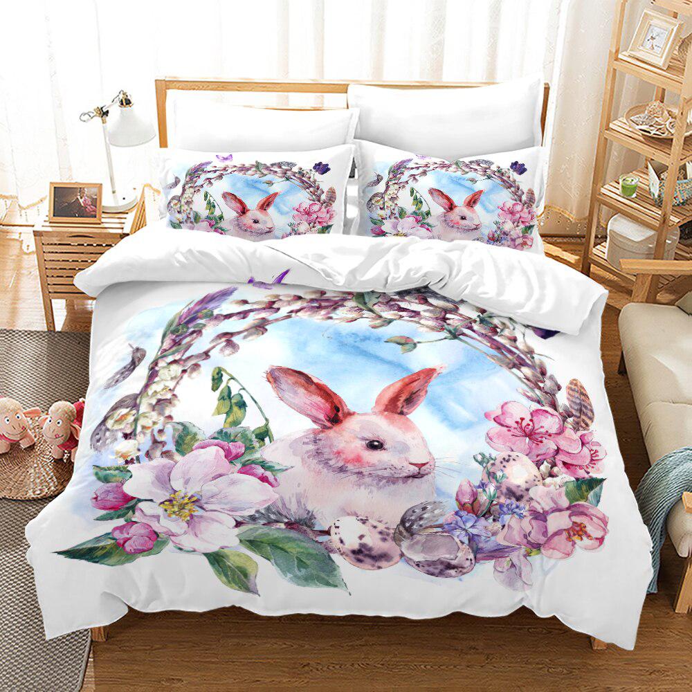 Flower rabbit duvet cover