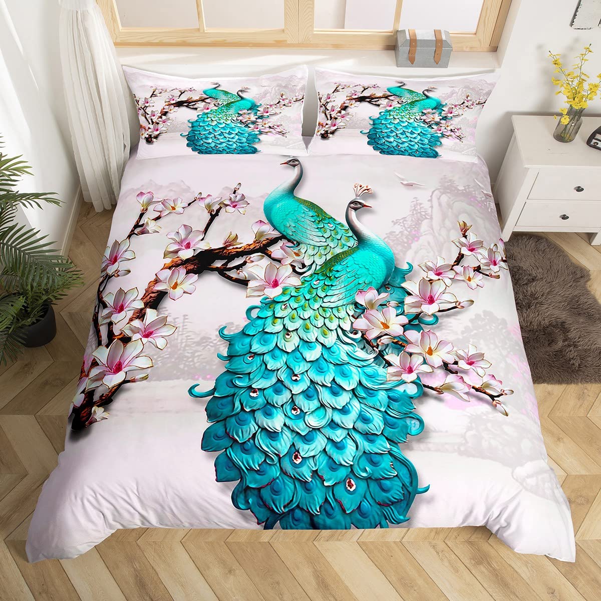 Girl's paon duvet cover