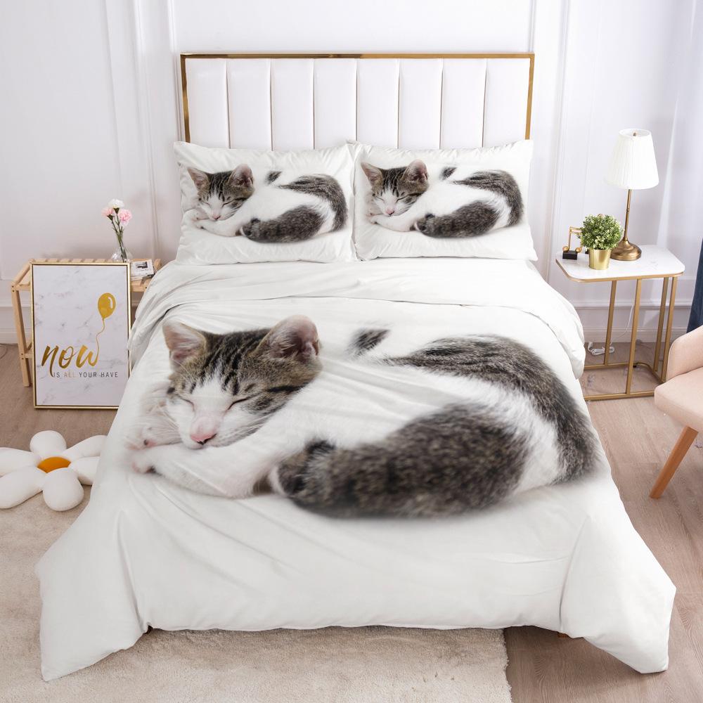 Gray and white cat duvet cover