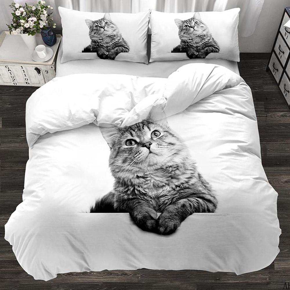 Gray cat duvet cover