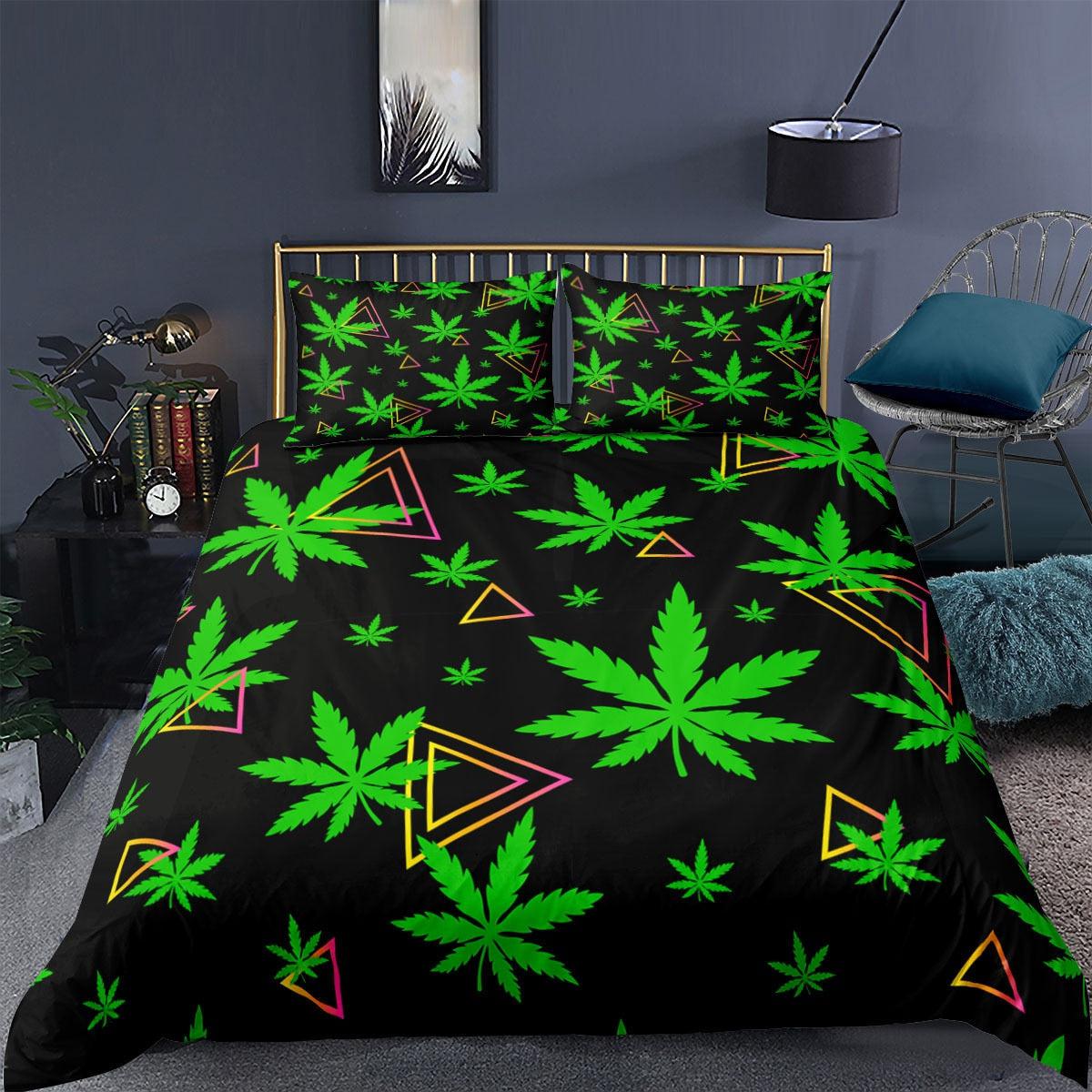 Green Weed Leaf Duvet Cover