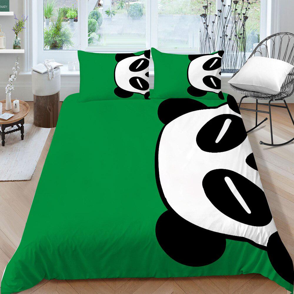 Green panda duvet cover