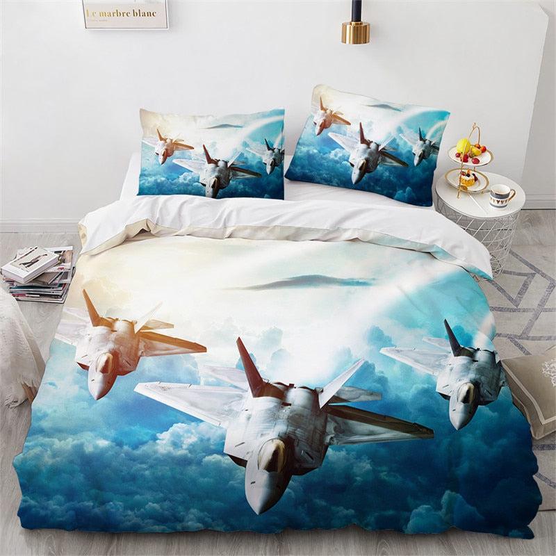 Hunting airplane duvet cover