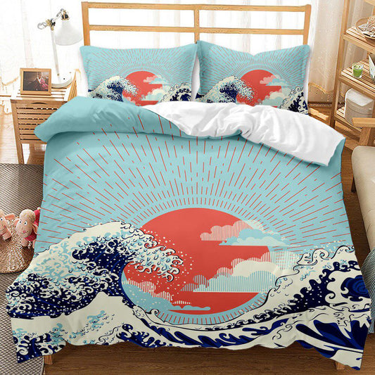 Japanese wave duvet cover