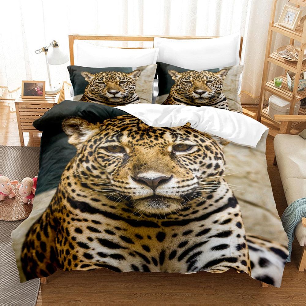 Leopard duvet cover portrait