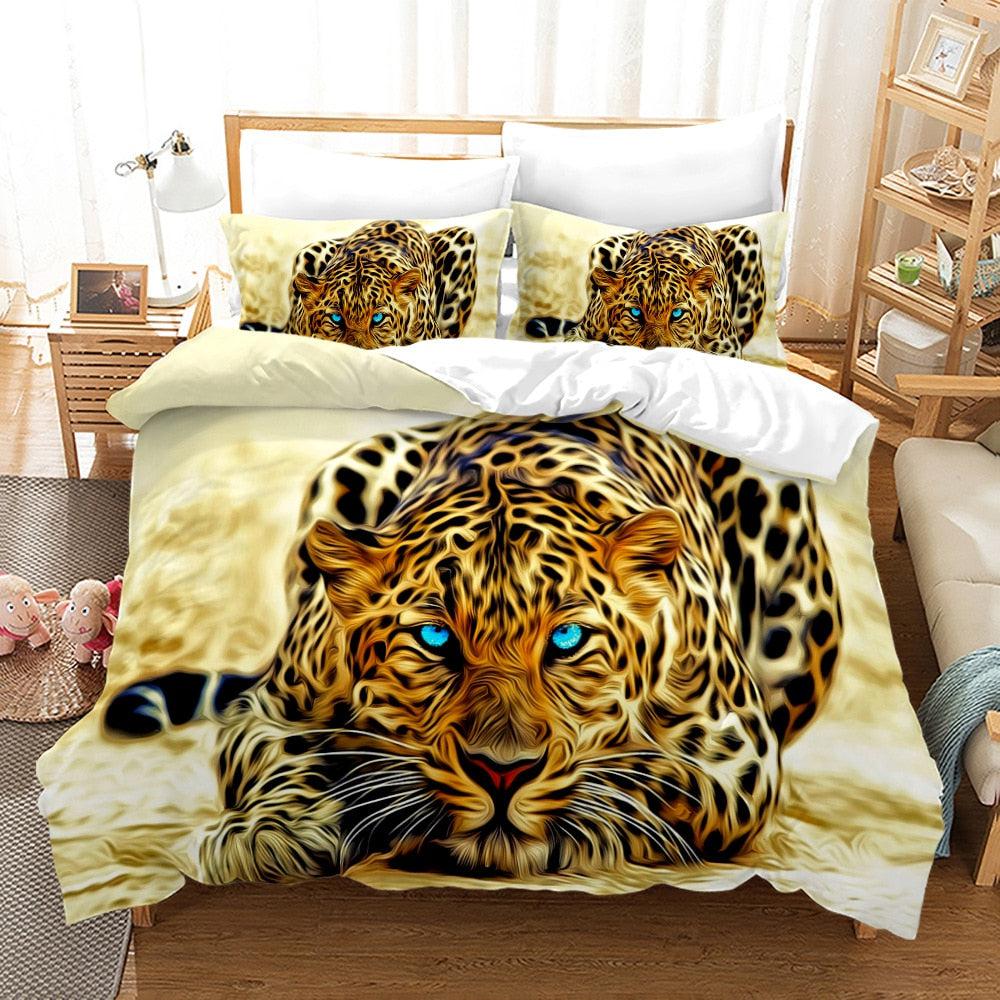 Leopard duvet cover with blue eyes