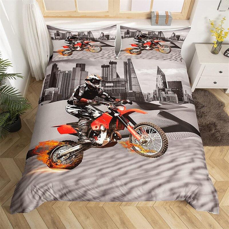 Motorcycle City Duvet Cover