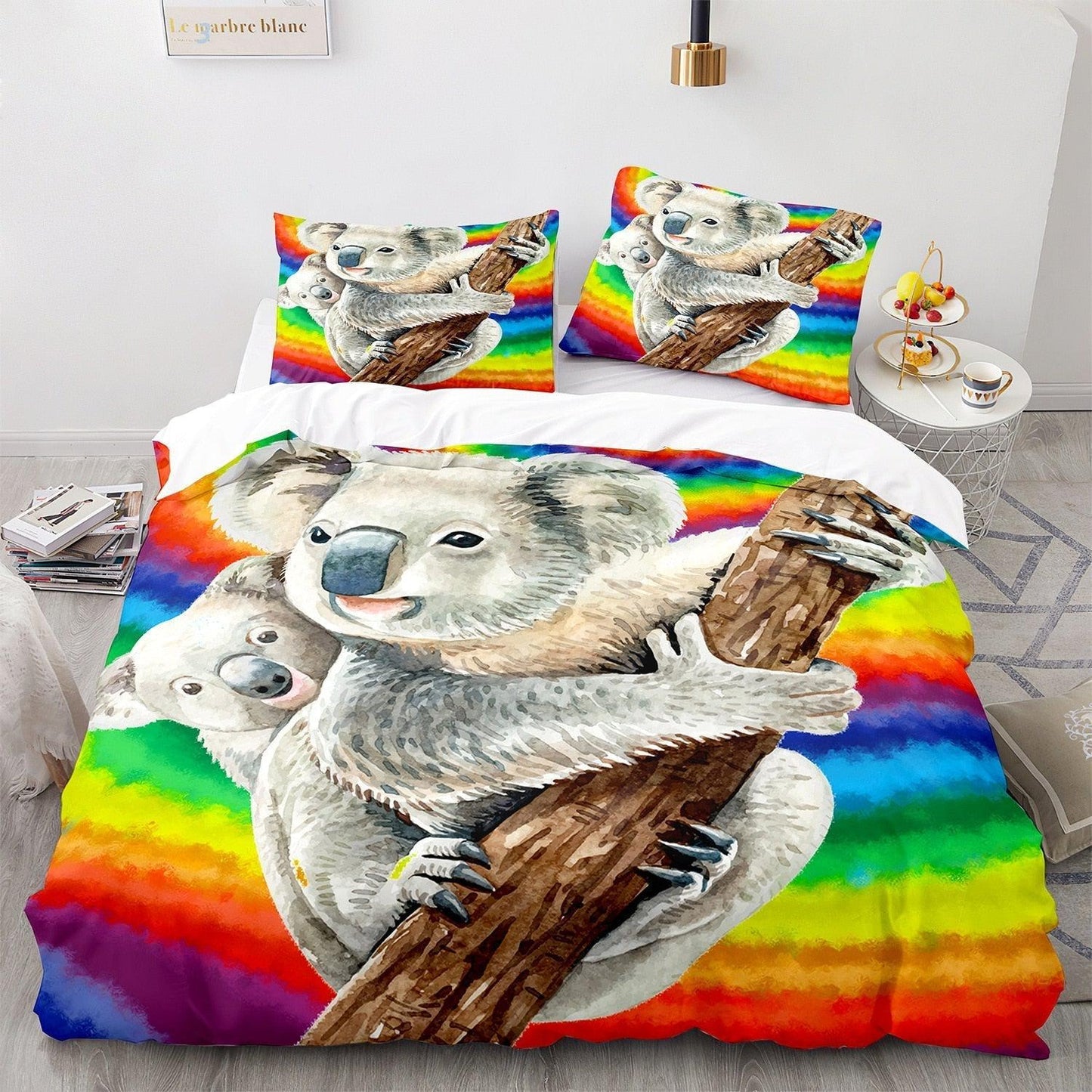 Multi -color koala duvet cover