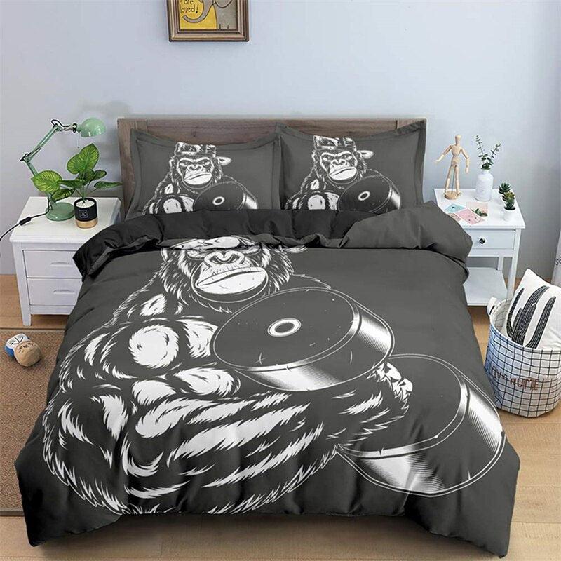 Muscular monkey duvet cover