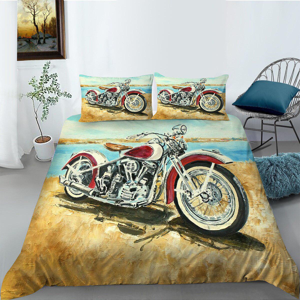 Old motorcycle duvet cover
