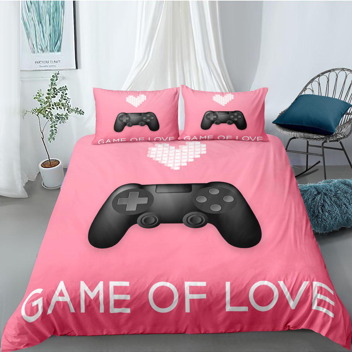 Pink video game duvet cover