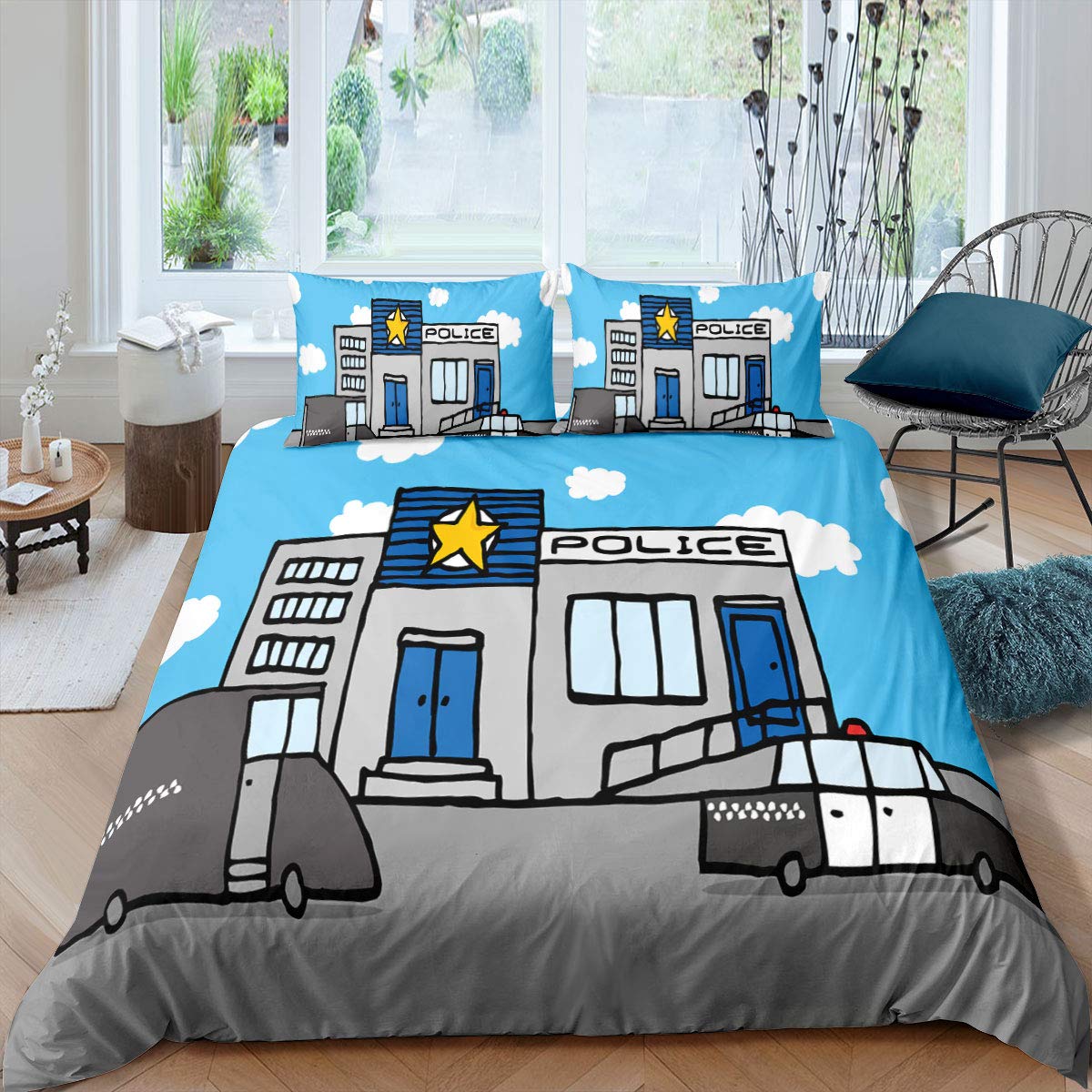 Police printed duvet cover