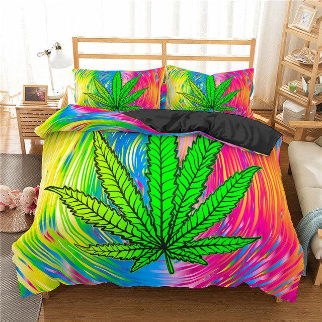 Psychedelic weed duvet cover