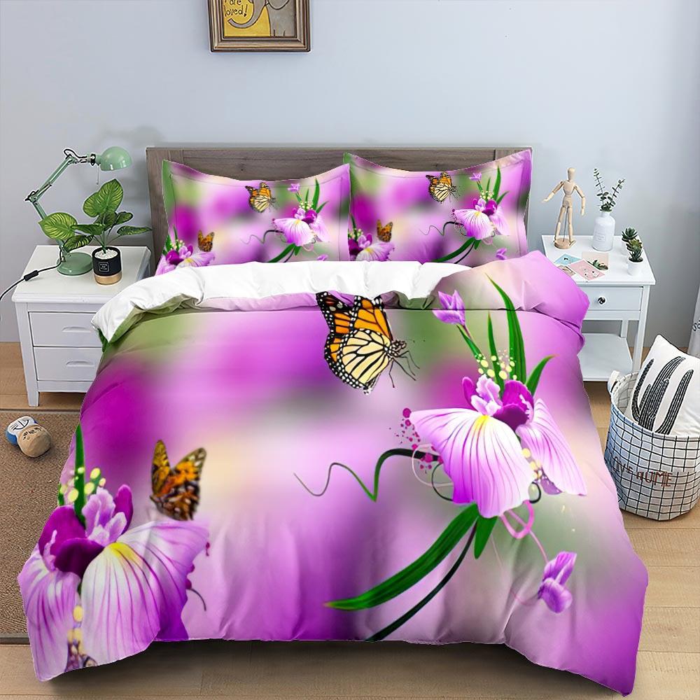 Purple butterfly duvet cover