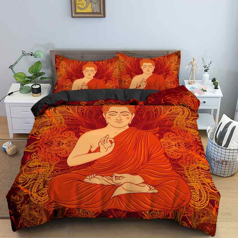 Red Buddha Duvet Cover
