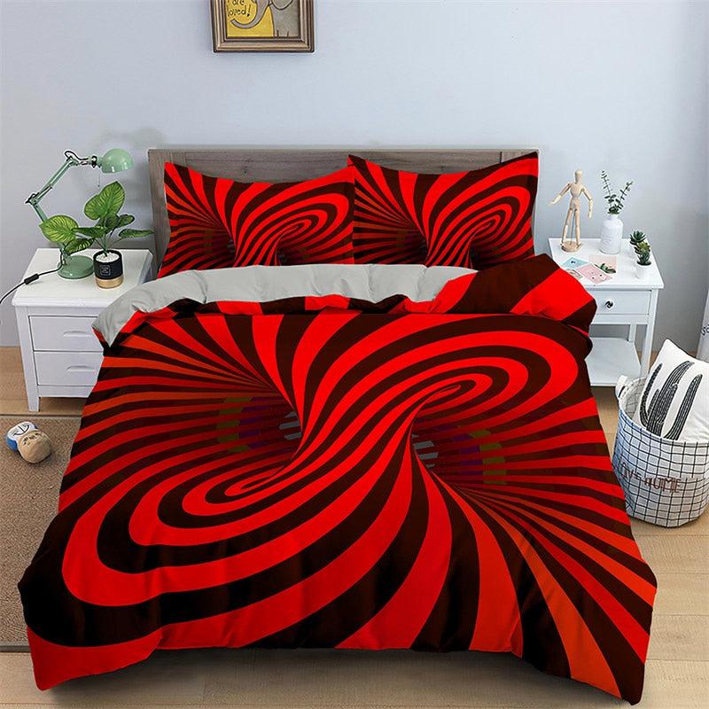 Red and black psychedelic duvet cover