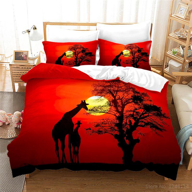 Red giraffe duvet cover