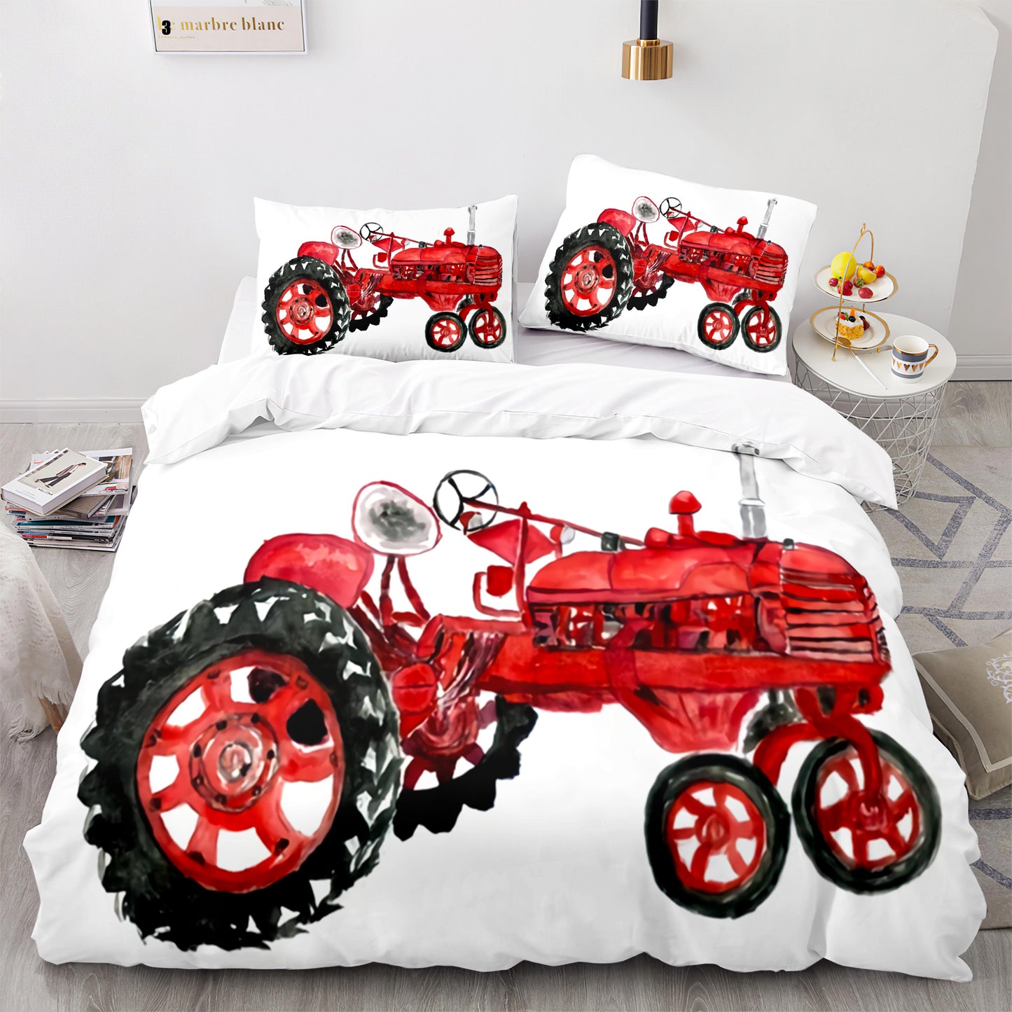 Red tractor duvet cover