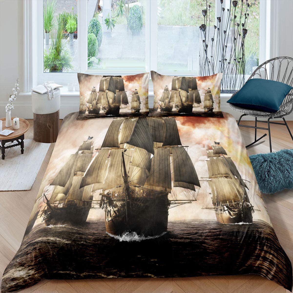 Sailing pirate duvet cover