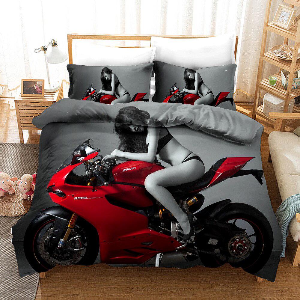 Sexy motorcycle duvet cover
