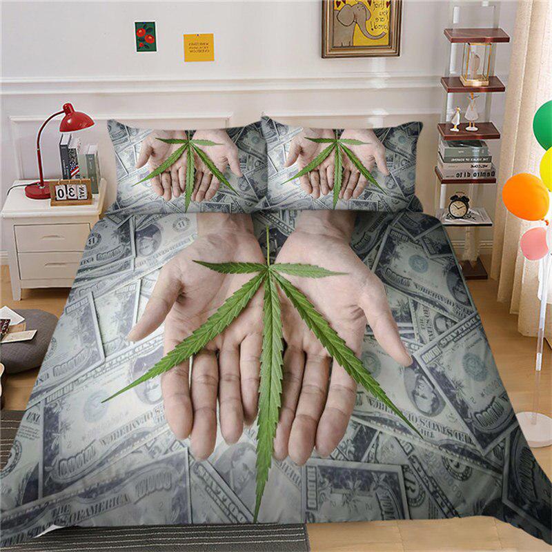 Silver cannabis duvet cover