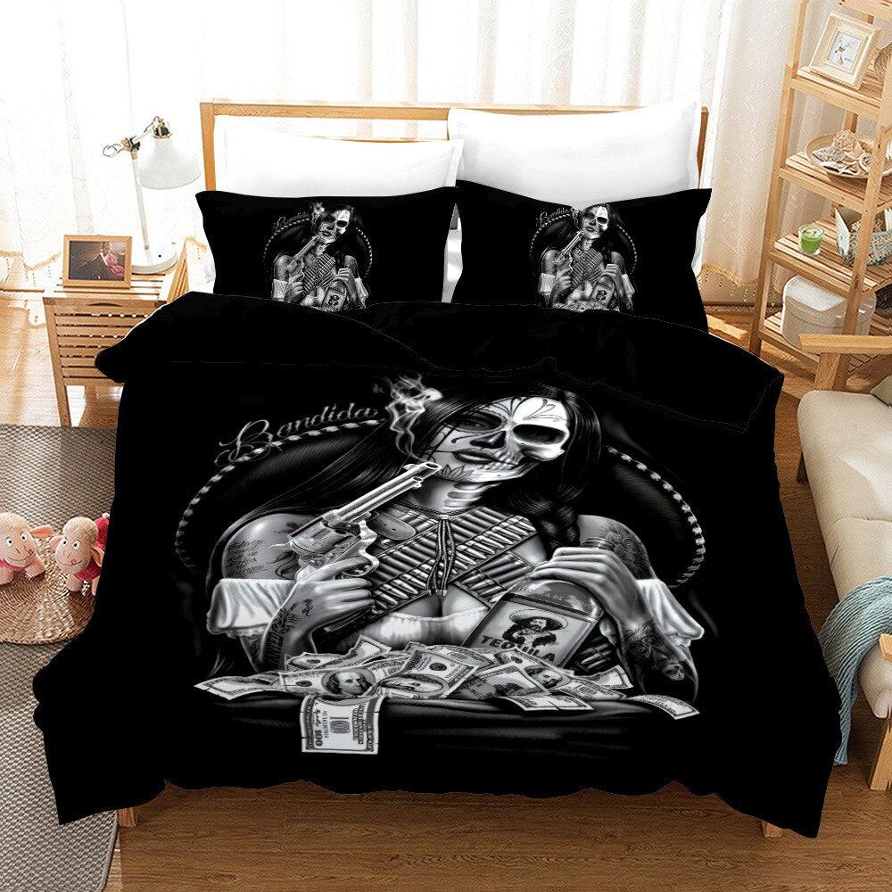 Silver skeleton duvet cover