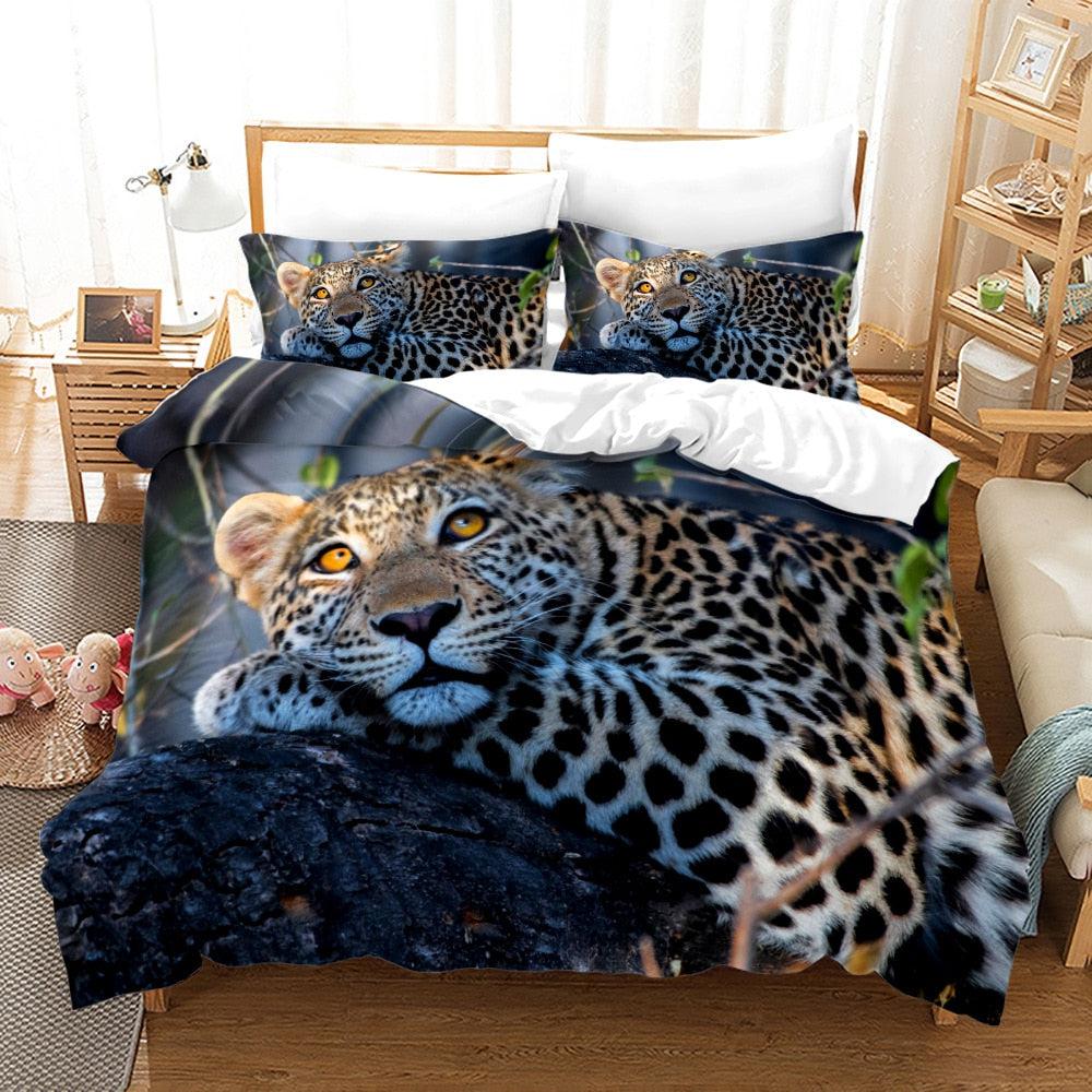 Solitary leopard duvet cover