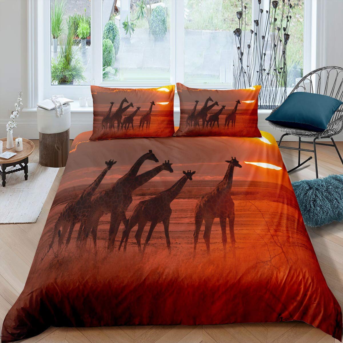 Sunset giraffe duvet