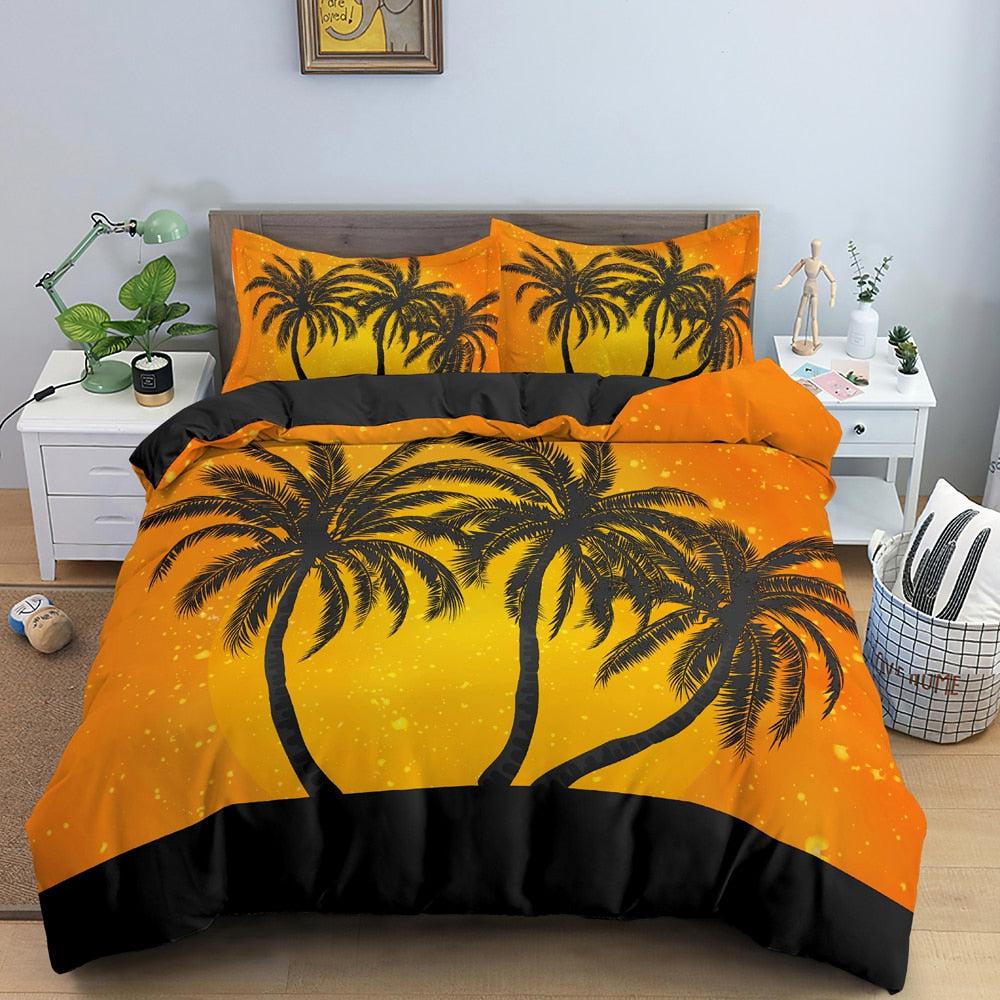 Sunset palm duvet cover