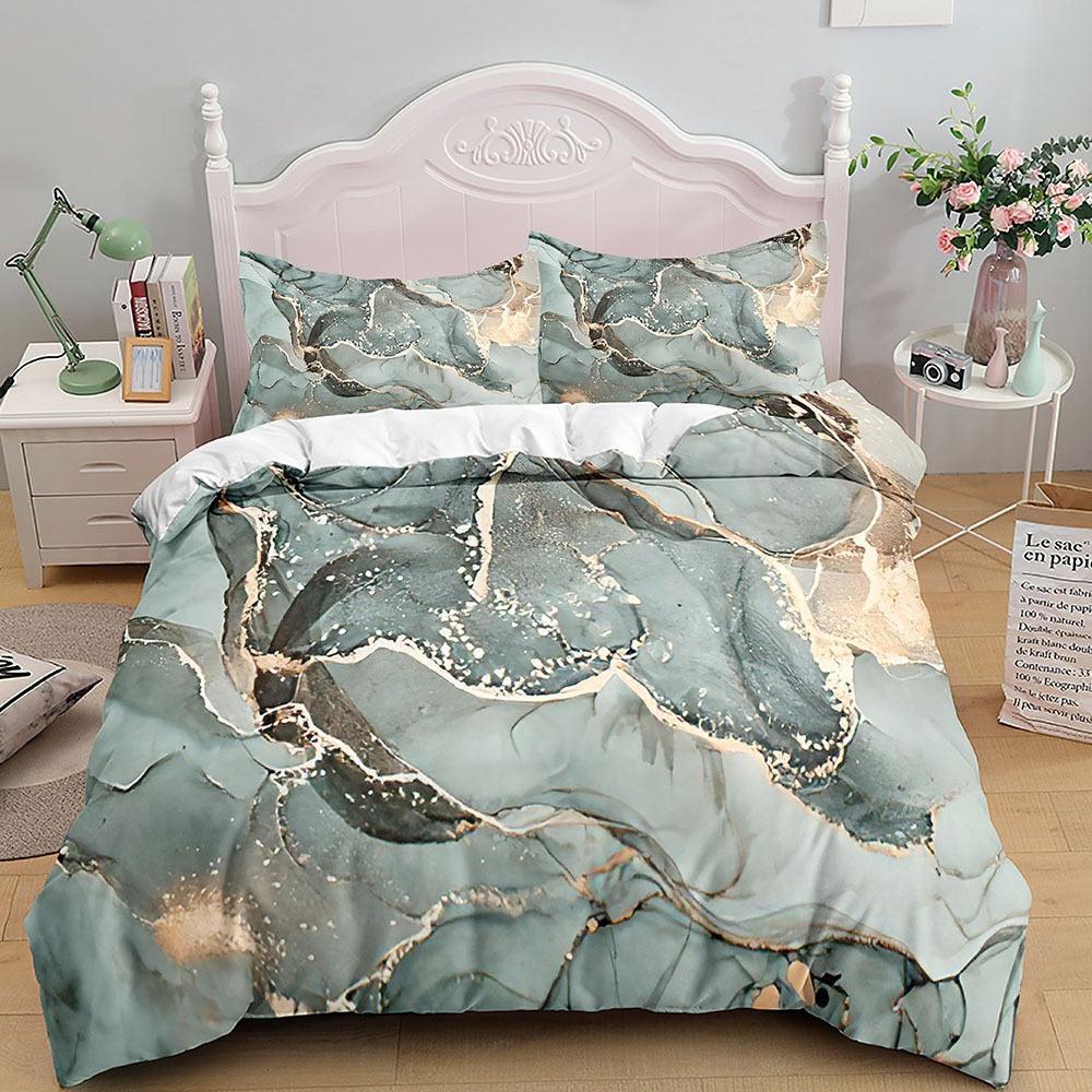 Turquoise marble duvet cover