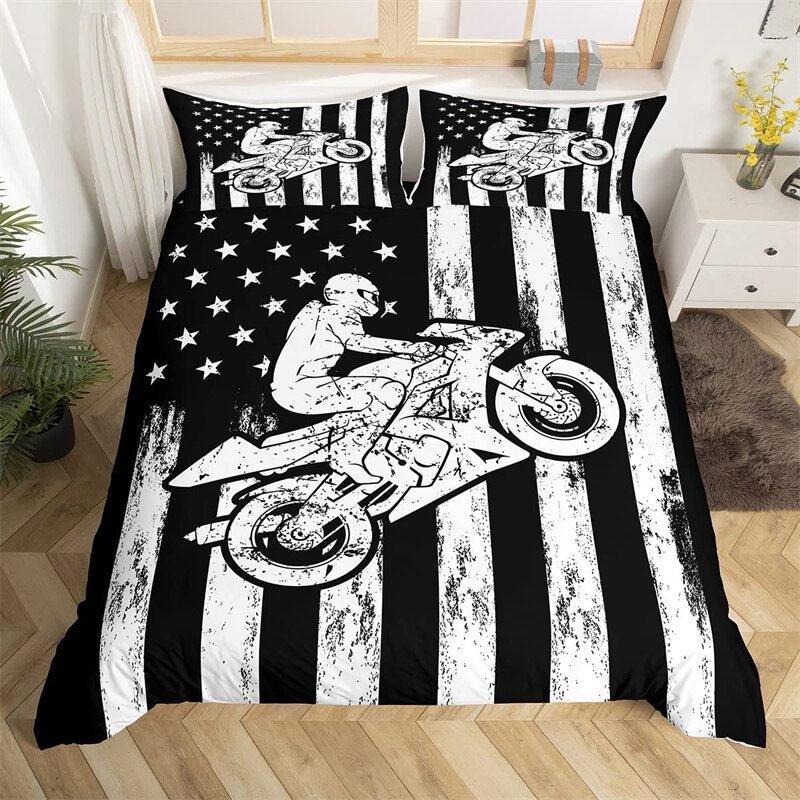 USA motorcycle duvet cover