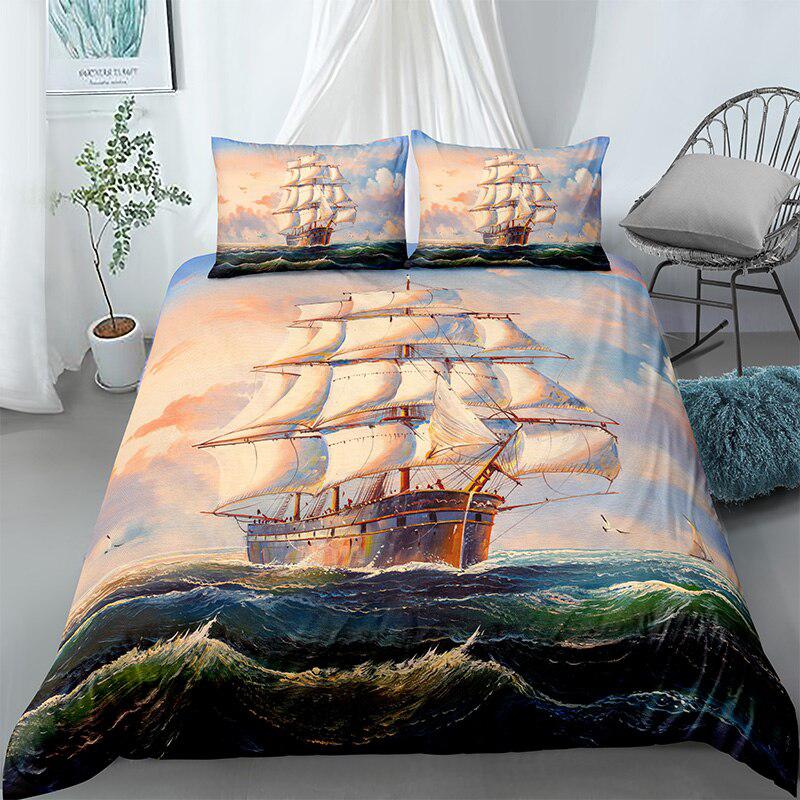 White sail pirate duvet cover