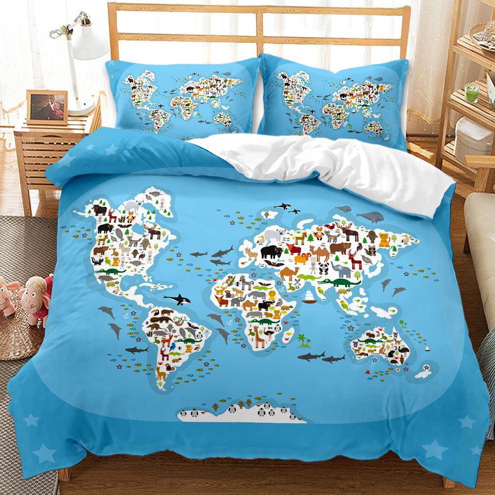 World Geography Duvet Cover Drawing