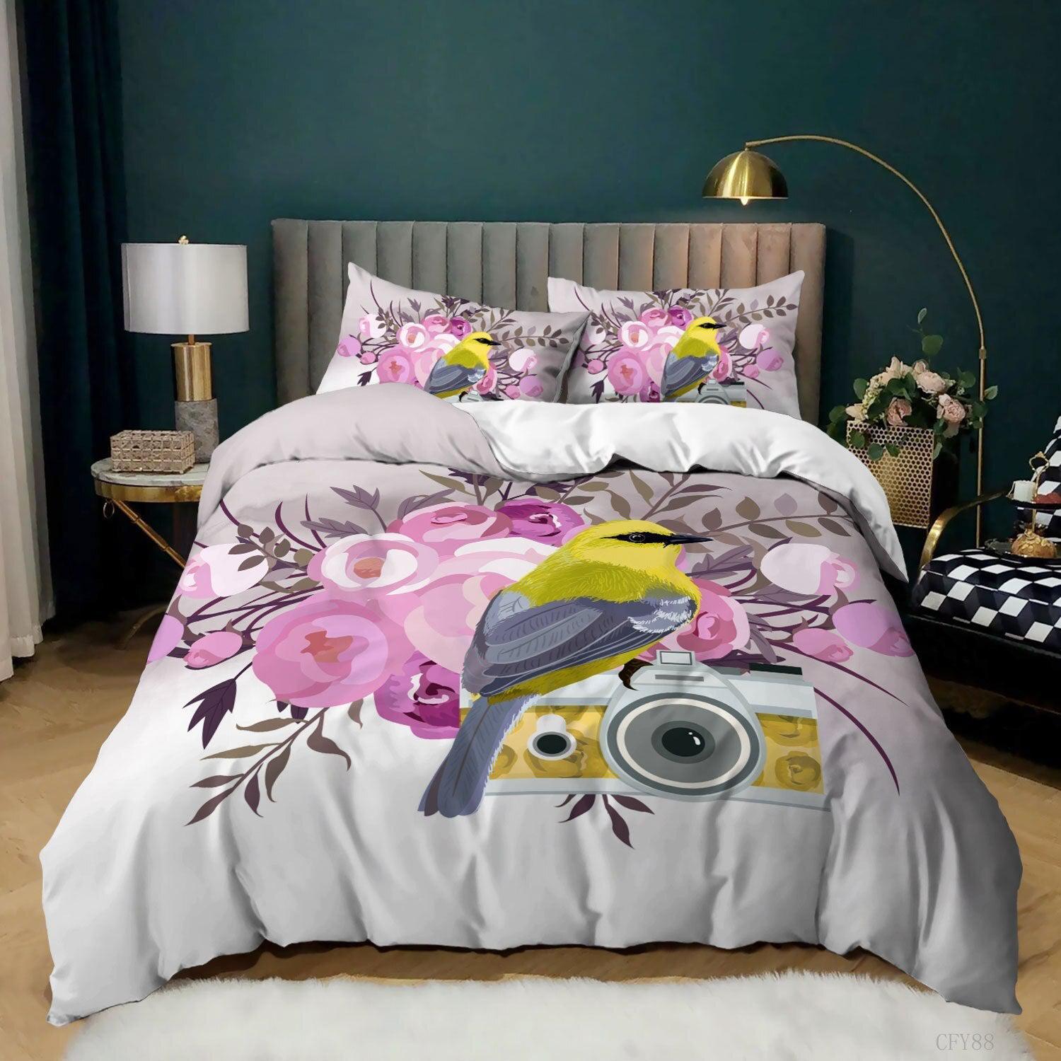 Yellow bird duvet cover